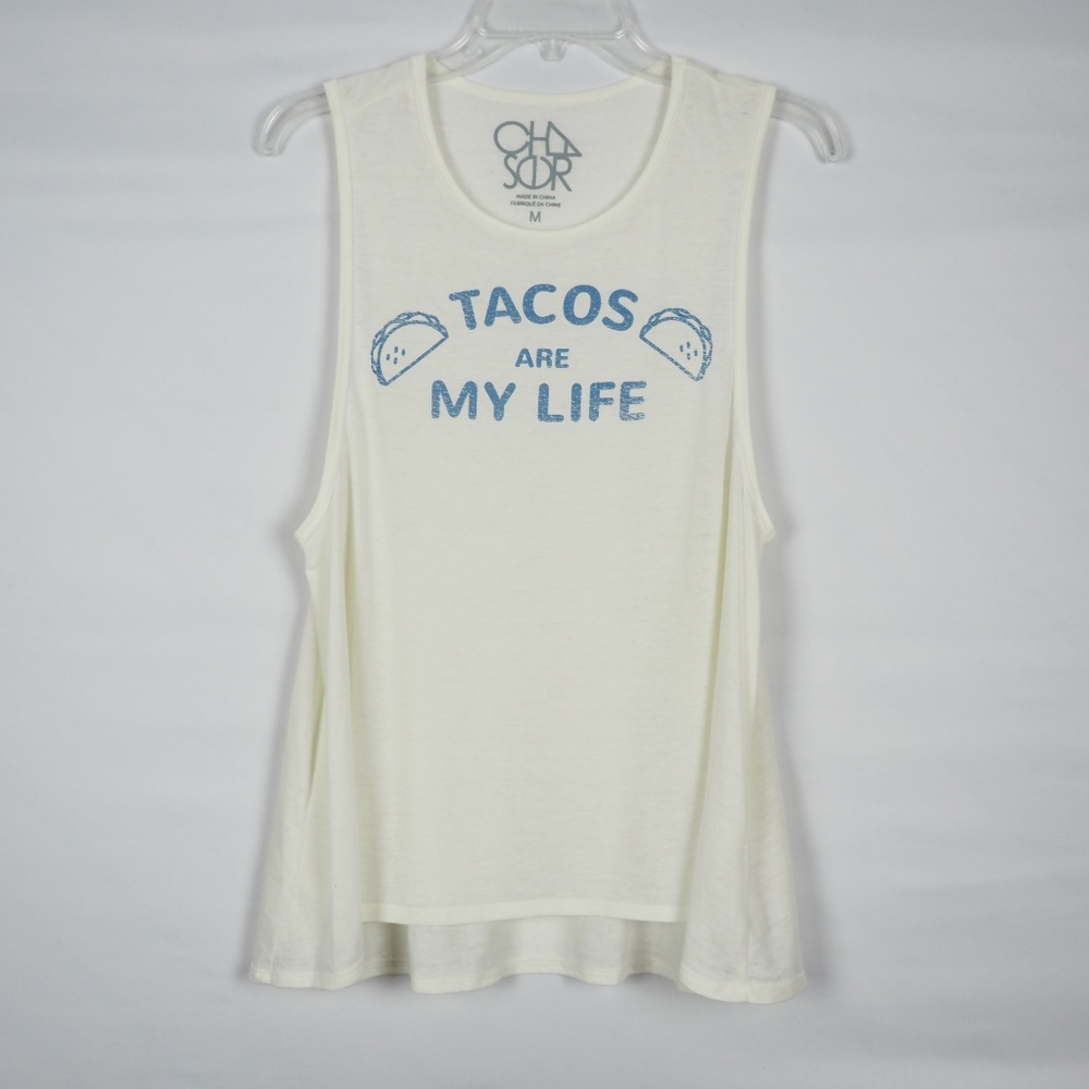 Chaser "tacos are my life" Tank, Hi-lo, Size M